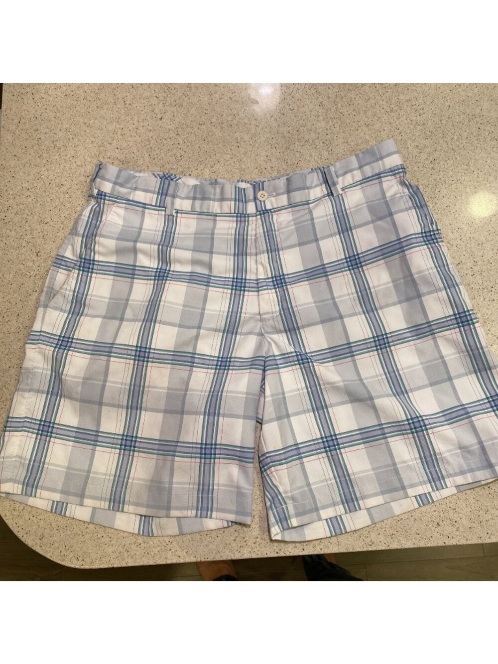 Nike Golf Shorts Mens 36 Blue White Swoosh Chino Golfing Tour Performance DriFit